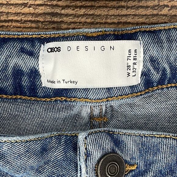 ASOS Design Ultra High Waist Destroyed Blue Jeans Size 28 - Picture 8 of 10